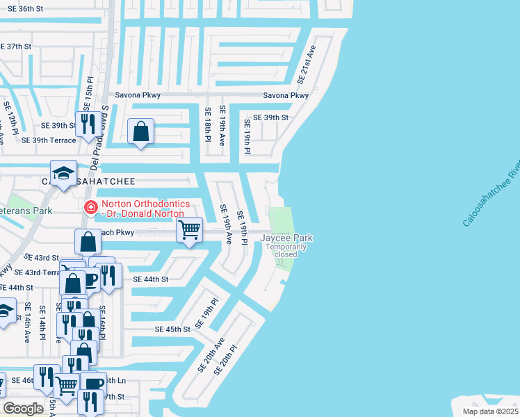 map of restaurants, bars, coffee shops, grocery stores, and more near 4014 Southeast 20th Place in Cape Coral