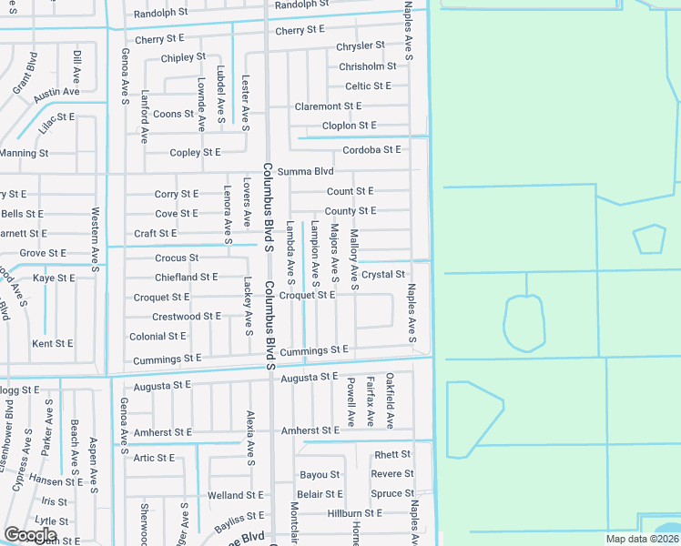 map of restaurants, bars, coffee shops, grocery stores, and more near 436 Majors Avenue South in Lehigh Acres