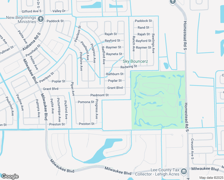 map of restaurants, bars, coffee shops, grocery stores, and more near 514 Grant Boulevard in Lehigh Acres