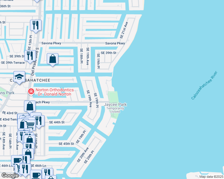 map of restaurants, bars, coffee shops, grocery stores, and more near 4029 Southeast 20th Place in Cape Coral