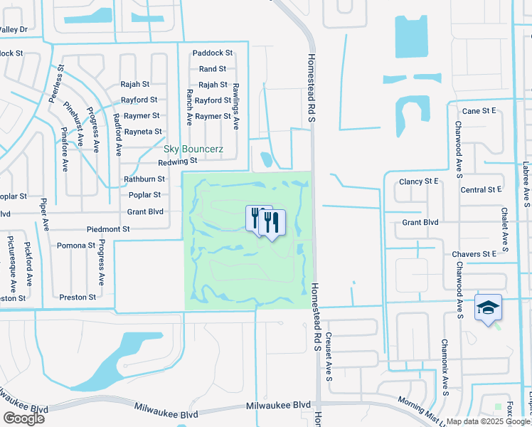 map of restaurants, bars, coffee shops, grocery stores, and more near 19999 Lake Vista Circle in Lehigh Acres