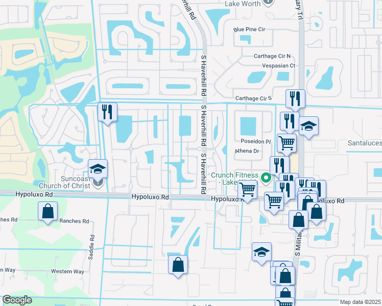 map of restaurants, bars, coffee shops, grocery stores, and more near 5165 Sancerre Circle in Lake Worth