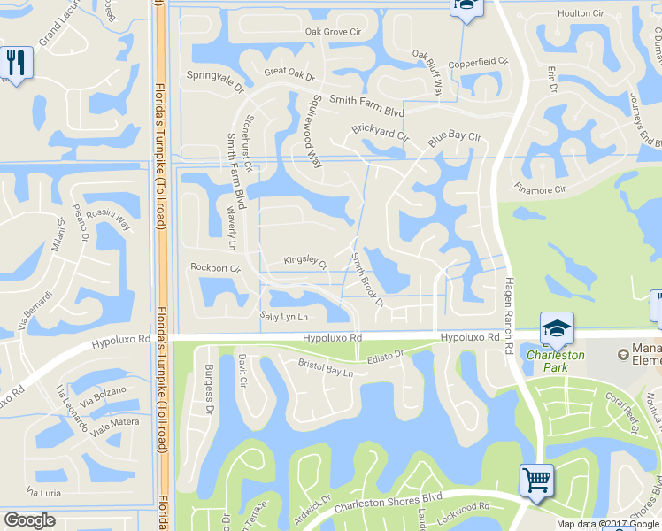 map of restaurants, bars, coffee shops, grocery stores, and more near 7463 Kingsley Court in Lake Worth