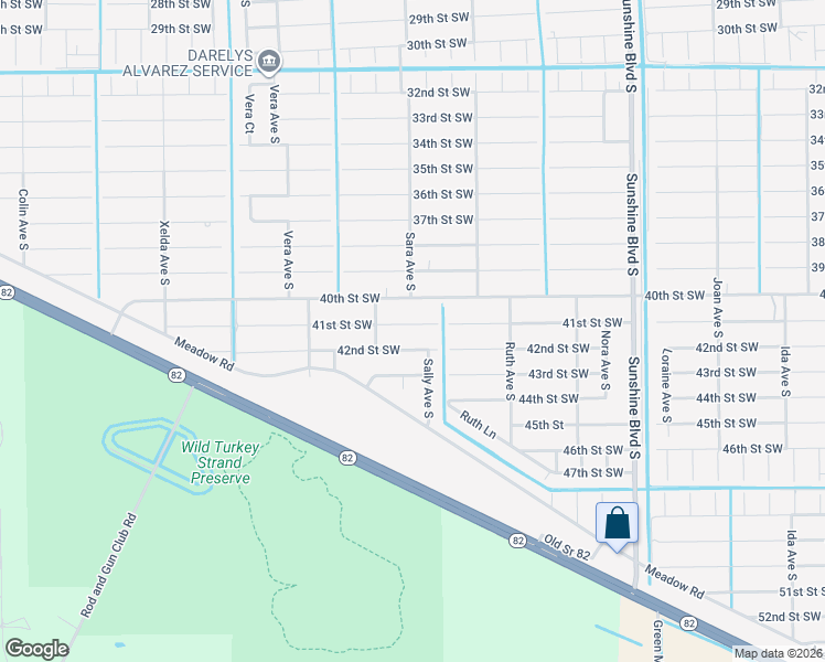 map of restaurants, bars, coffee shops, grocery stores, and more near 3409 41st Street Southwest in Lehigh Acres