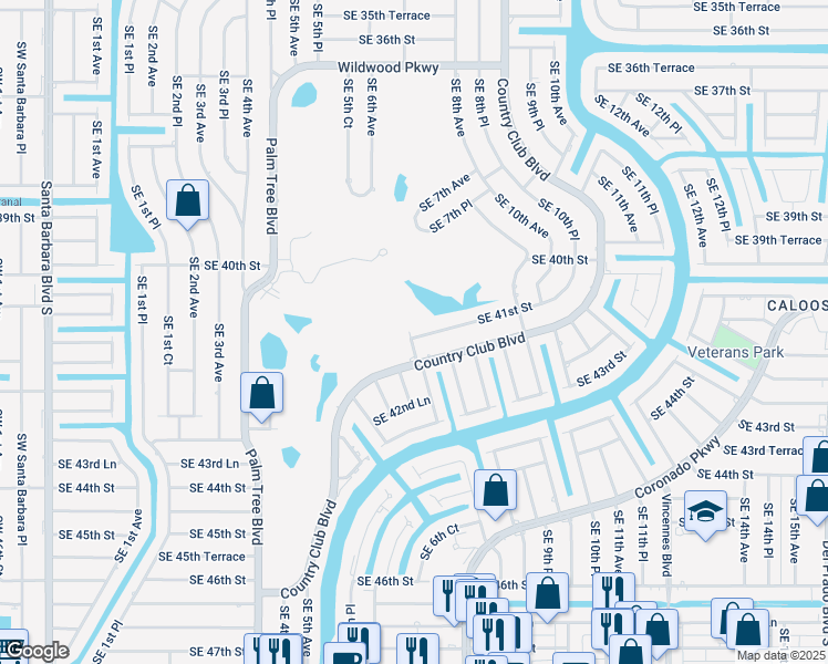 map of restaurants, bars, coffee shops, grocery stores, and more near 80 Southeast 8th Avenue in Cape Coral