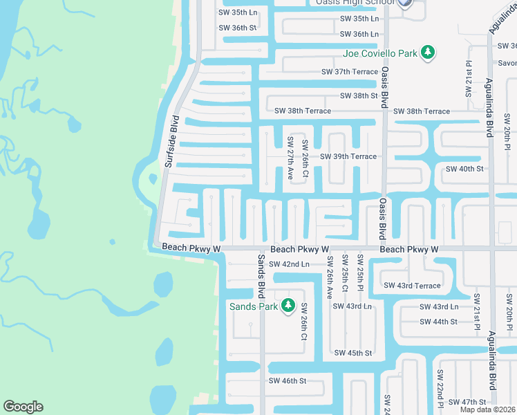 map of restaurants, bars, coffee shops, grocery stores, and more near 4105 Southwest 28th Avenue in Cape Coral