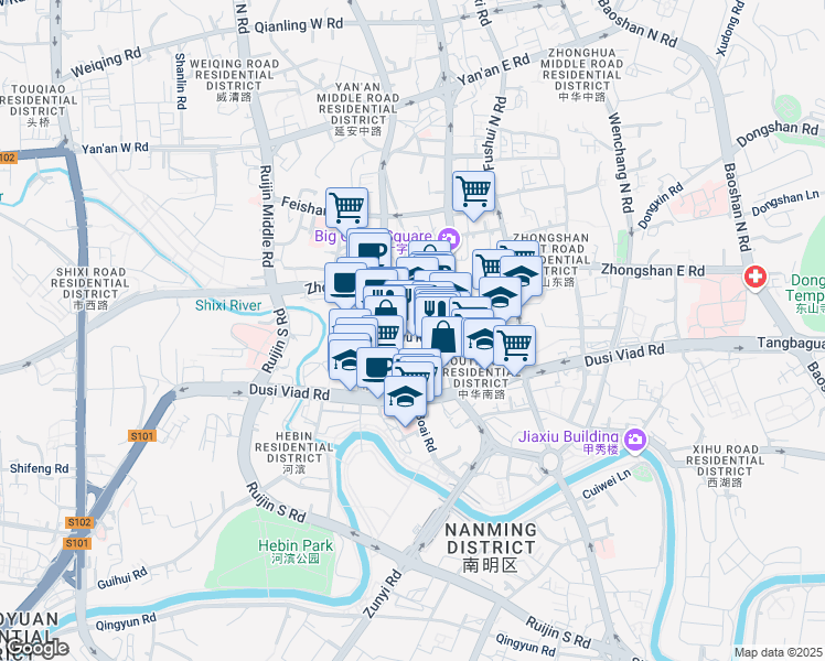 map of restaurants, bars, coffee shops, grocery stores, and more near in Guiyang