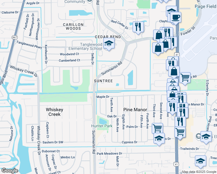 map of restaurants, bars, coffee shops, grocery stores, and more near 5309 Summerlin Road in Fort Myers