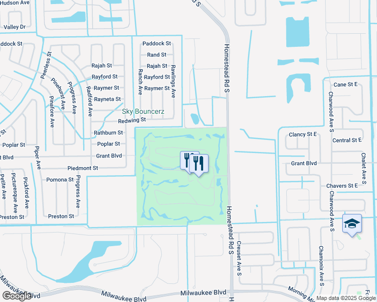 map of restaurants, bars, coffee shops, grocery stores, and more near 19999 Lake Vista Circle in Lehigh Acres