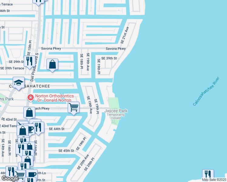 map of restaurants, bars, coffee shops, grocery stores, and more near 4029 Southeast 20th Place in Cape Coral