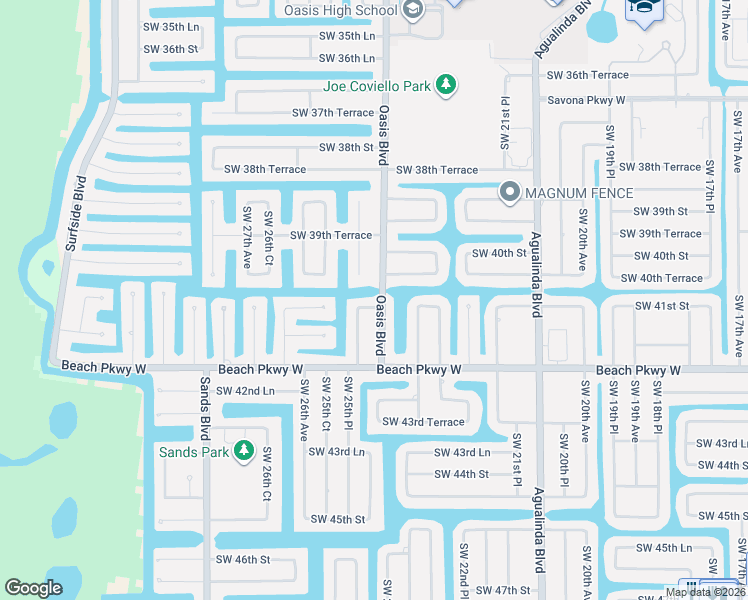 map of restaurants, bars, coffee shops, grocery stores, and more near 4102 Oasis Boulevard in Cape Coral