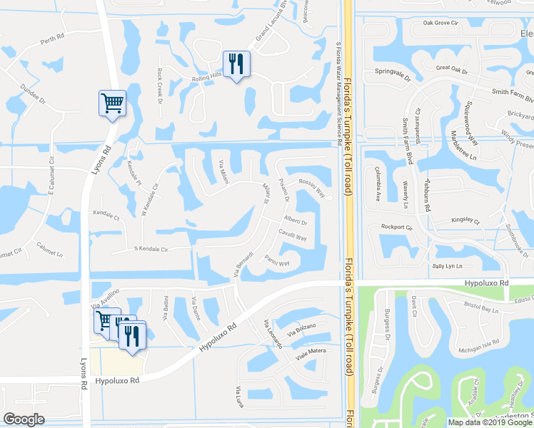 map of restaurants, bars, coffee shops, grocery stores, and more near 6917 Pisano Drive in Lake Worth