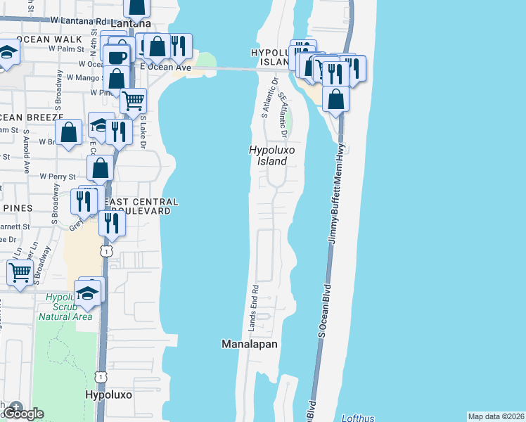 map of restaurants, bars, coffee shops, grocery stores, and more near 825 Marbella Lane in Lantana