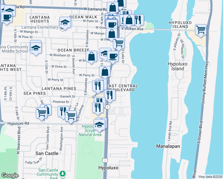 map of restaurants, bars, coffee shops, grocery stores, and more near in 