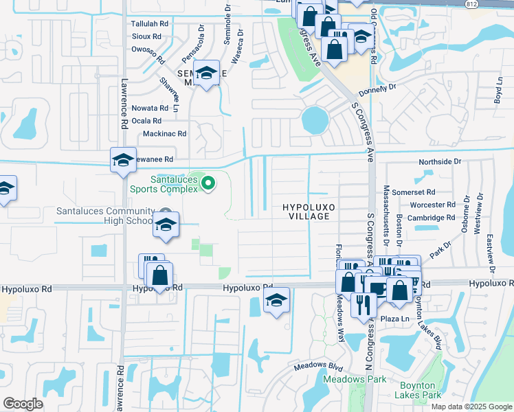 map of restaurants, bars, coffee shops, grocery stores, and more near 6653 Riparian Road in Lake Worth