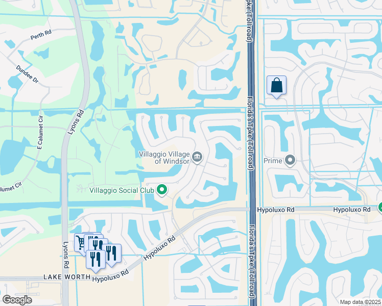map of restaurants, bars, coffee shops, grocery stores, and more near 6802 Milani Street in Lake Worth