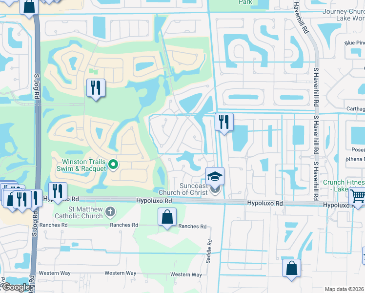 map of restaurants, bars, coffee shops, grocery stores, and more near 6728 Green Island Circle in Lake Worth
