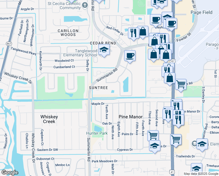 map of restaurants, bars, coffee shops, grocery stores, and more near 5335 Hawks Landing Drive in Fort Myers