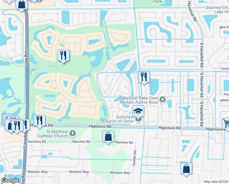 map of restaurants, bars, coffee shops, grocery stores, and more near 6765 Green Island Circle in Lake Worth