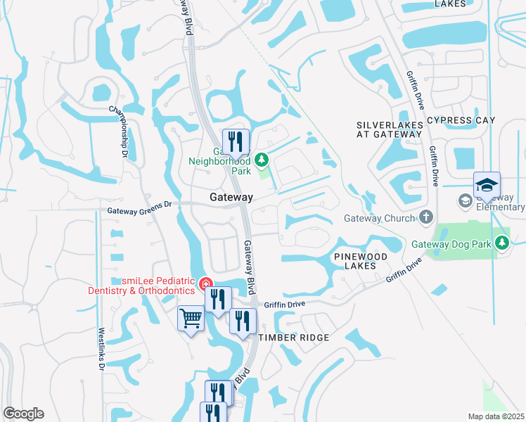 map of restaurants, bars, coffee shops, grocery stores, and more near 12654 Shannondale Court in Fort Myers