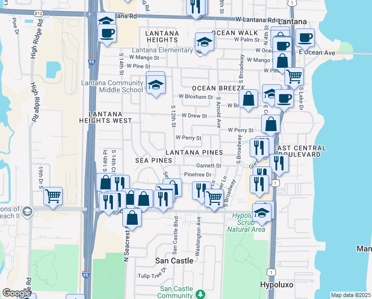 map of restaurants, bars, coffee shops, grocery stores, and more near in Lantana