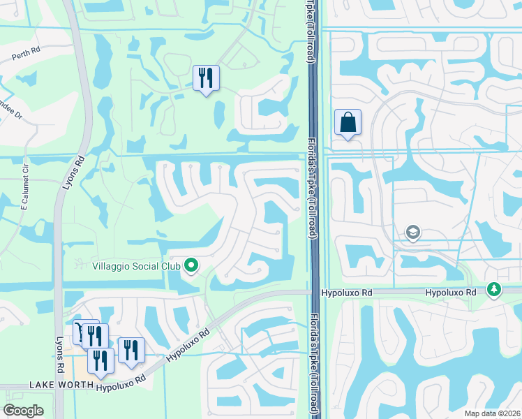 map of restaurants, bars, coffee shops, grocery stores, and more near 6820 Pisano Drive in Lake Worth