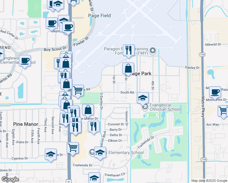 map of restaurants, bars, coffee shops, grocery stores, and more near 106 1st Street in Fort Myers