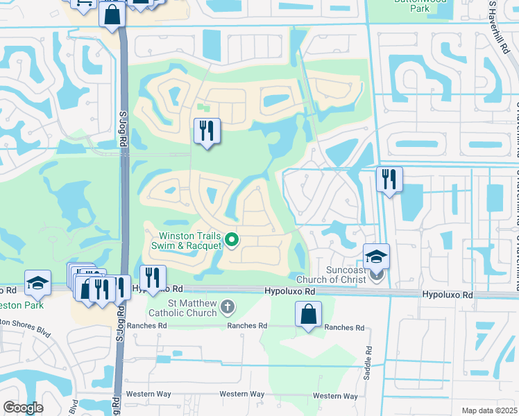 map of restaurants, bars, coffee shops, grocery stores, and more near 5927 Morningside Drive in Lake Worth