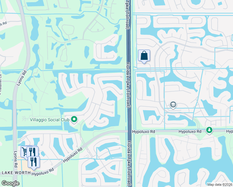 map of restaurants, bars, coffee shops, grocery stores, and more near 8074 Rossini Way in Lake Worth