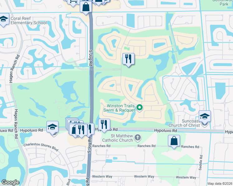 map of restaurants, bars, coffee shops, grocery stores, and more near 6256 Cog Hill Court in Lake Worth