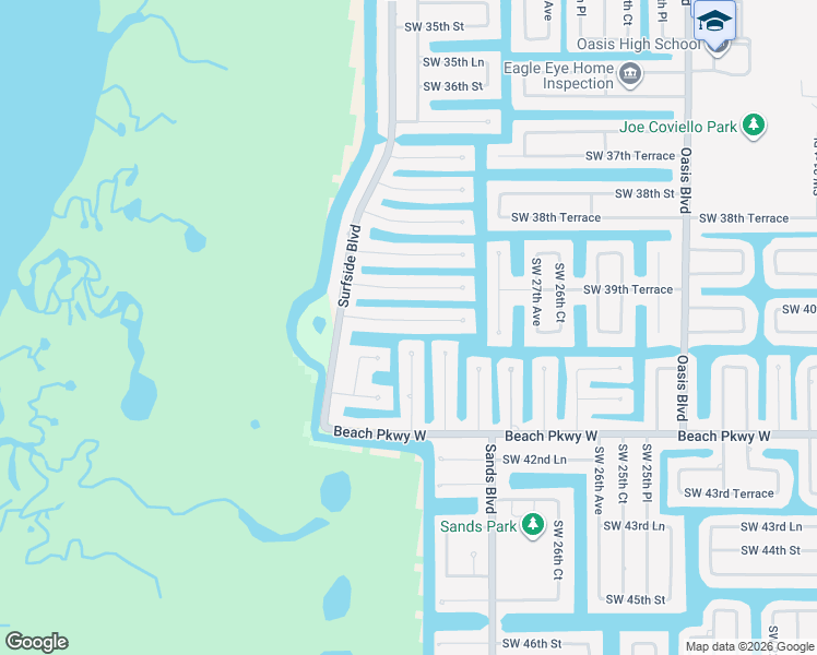 map of restaurants, bars, coffee shops, grocery stores, and more near 2902 Southwest 40th Street in Cape Coral