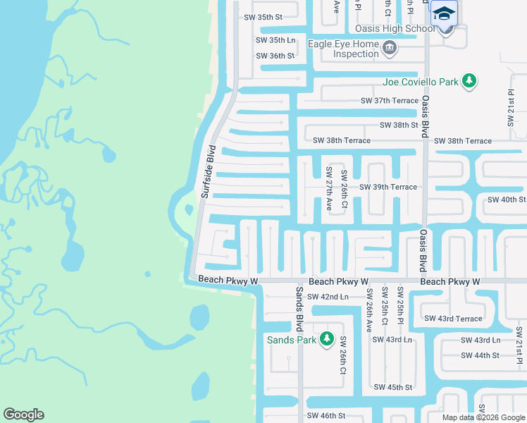 map of restaurants, bars, coffee shops, grocery stores, and more near 2810 Southwest 40th Street in Cape Coral