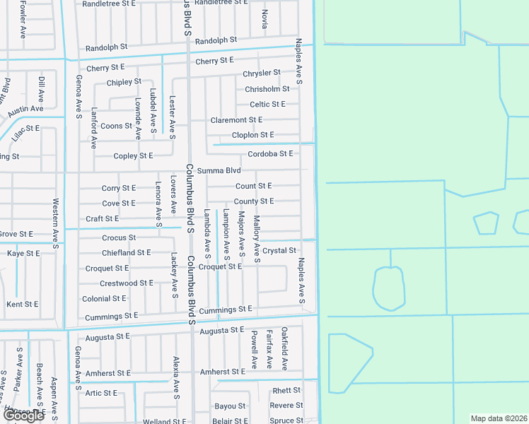 map of restaurants, bars, coffee shops, grocery stores, and more near 1237 Creary Street East in Lehigh Acres