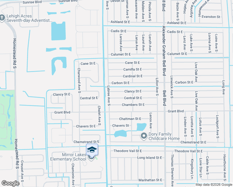 map of restaurants, bars, coffee shops, grocery stores, and more near 717 Central Street East in Lehigh Acres