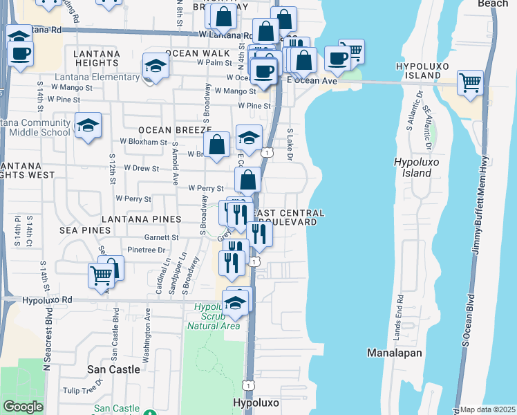 map of restaurants, bars, coffee shops, grocery stores, and more near in 