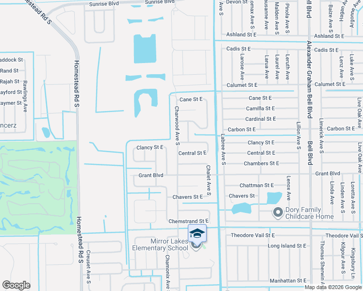 map of restaurants, bars, coffee shops, grocery stores, and more near 635 Central Street East in Lehigh Acres