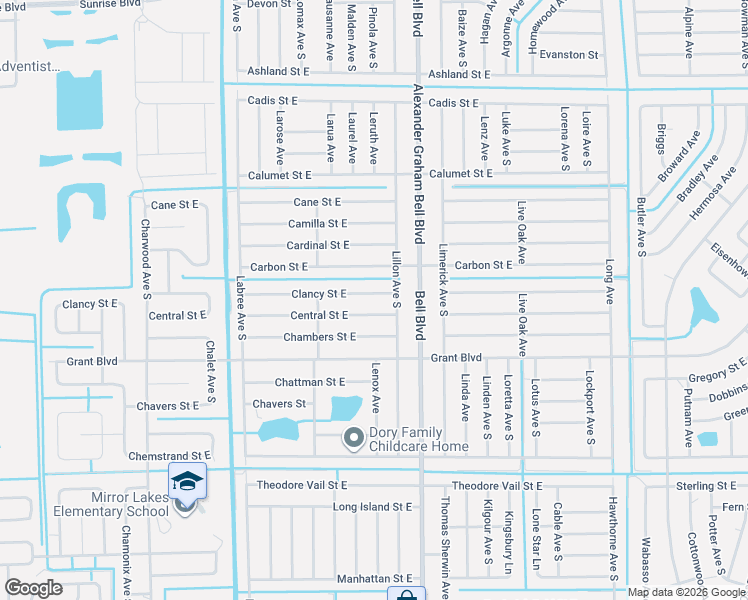 map of restaurants, bars, coffee shops, grocery stores, and more near 753 Central Street East in Lehigh Acres