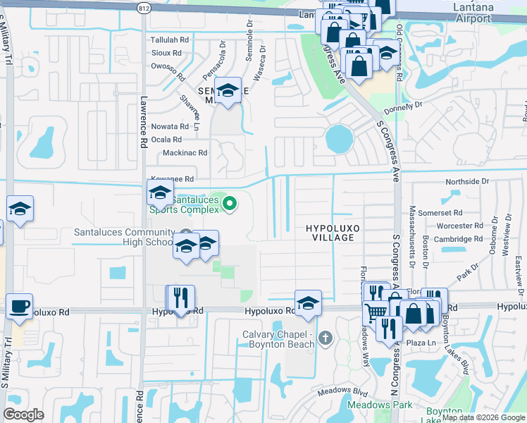 map of restaurants, bars, coffee shops, grocery stores, and more near 6665 Rigger Road in Lake Worth