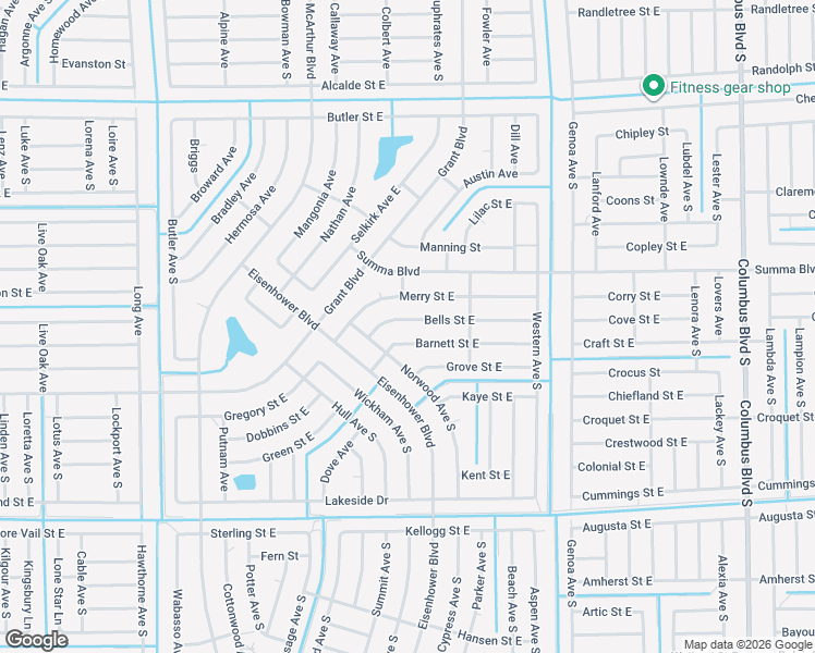 map of restaurants, bars, coffee shops, grocery stores, and more near 1037 Barnett Street East in Lehigh Acres