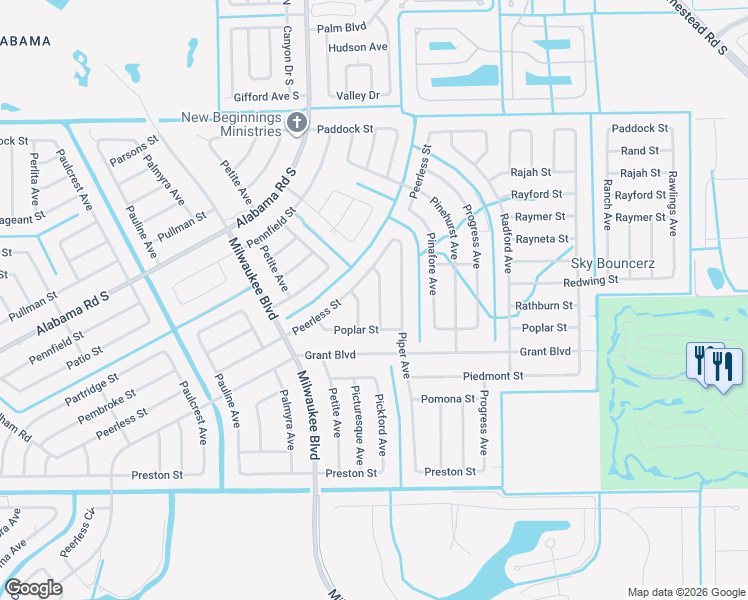 map of restaurants, bars, coffee shops, grocery stores, and more near 362 Portage Avenue in Lehigh Acres
