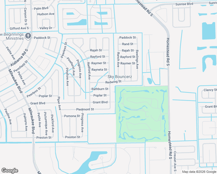 map of restaurants, bars, coffee shops, grocery stores, and more near 450 Rathburn Street in Lehigh Acres