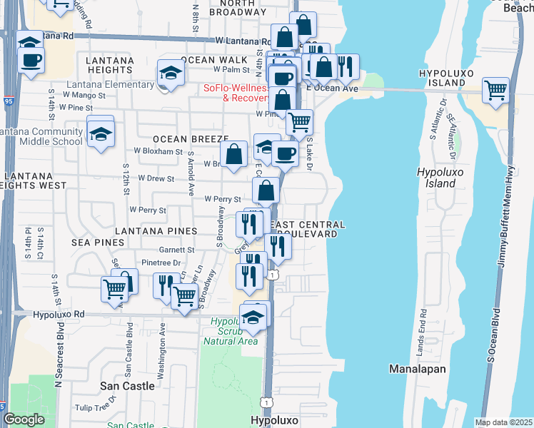 map of restaurants, bars, coffee shops, grocery stores, and more near in 