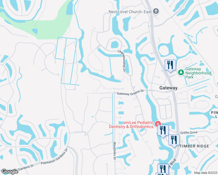map of restaurants, bars, coffee shops, grocery stores, and more near 11971 Champions Green Way in Fort Myers