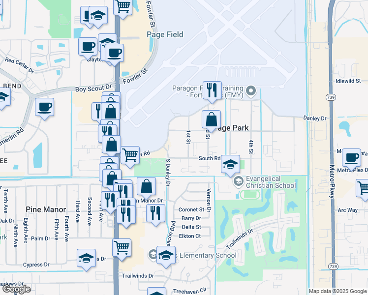 map of restaurants, bars, coffee shops, grocery stores, and more near 105 1st Street in Fort Myers