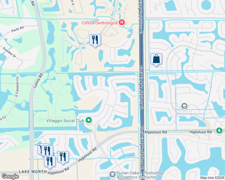 map of restaurants, bars, coffee shops, grocery stores, and more near 6802 Milani Street in Lake Worth