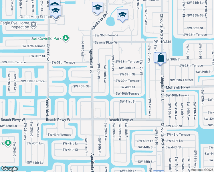 map of restaurants, bars, coffee shops, grocery stores, and more near 3925 Southwest 20th Avenue in Cape Coral