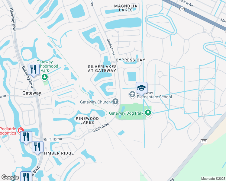 map of restaurants, bars, coffee shops, grocery stores, and more near 13050 Silver Bay Court in Fort Myers