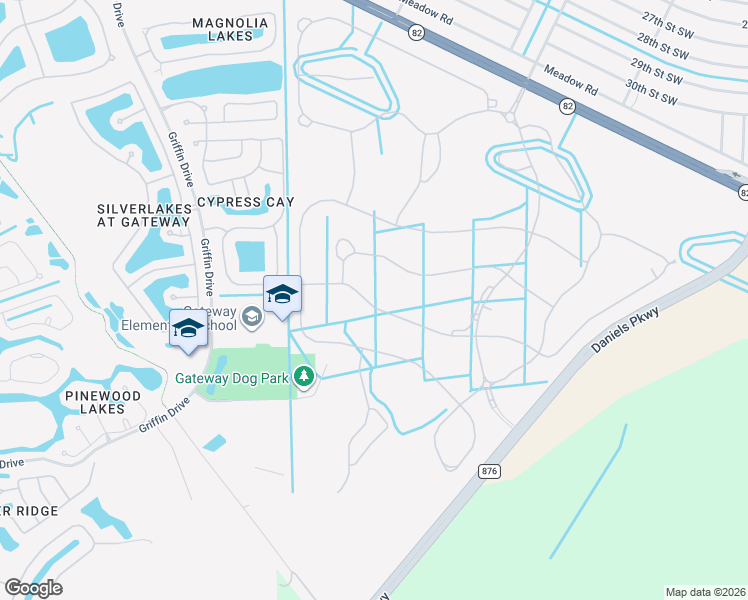 map of restaurants, bars, coffee shops, grocery stores, and more near Pine Lodge Lane in Fort Myers