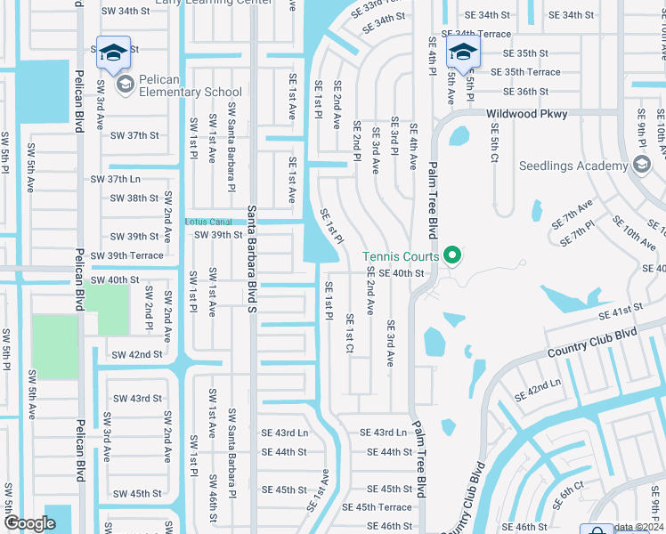 map of restaurants, bars, coffee shops, grocery stores, and more near 209 Southeast 40th Street in Cape Coral