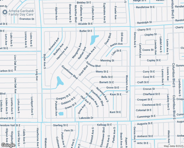 map of restaurants, bars, coffee shops, grocery stores, and more near 1038 Merry Street East in Lehigh Acres